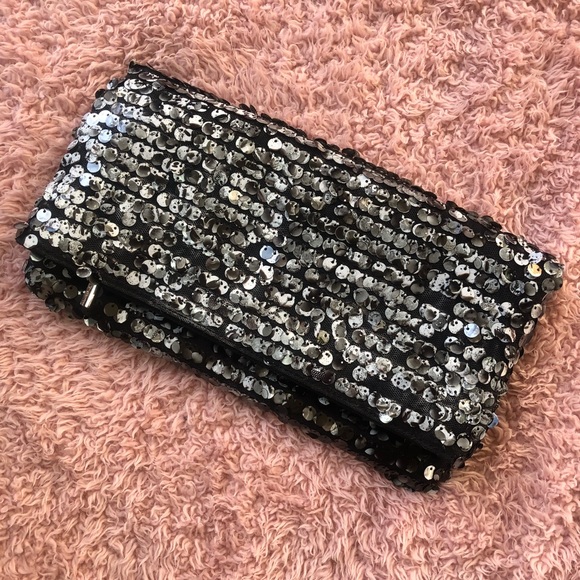 BCBGeneration Black Sequin Clutch - Picture 2 of 5